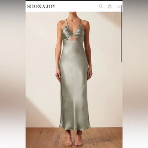 Shona Joy La Lune Ruched Bodice Midi Dress, Sage Size 2